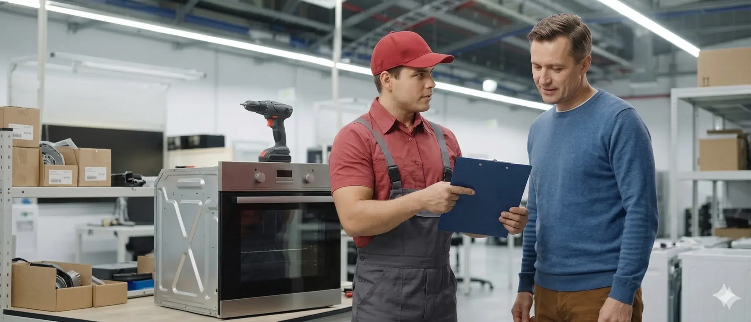 appliance repairman and the client in Waterloo